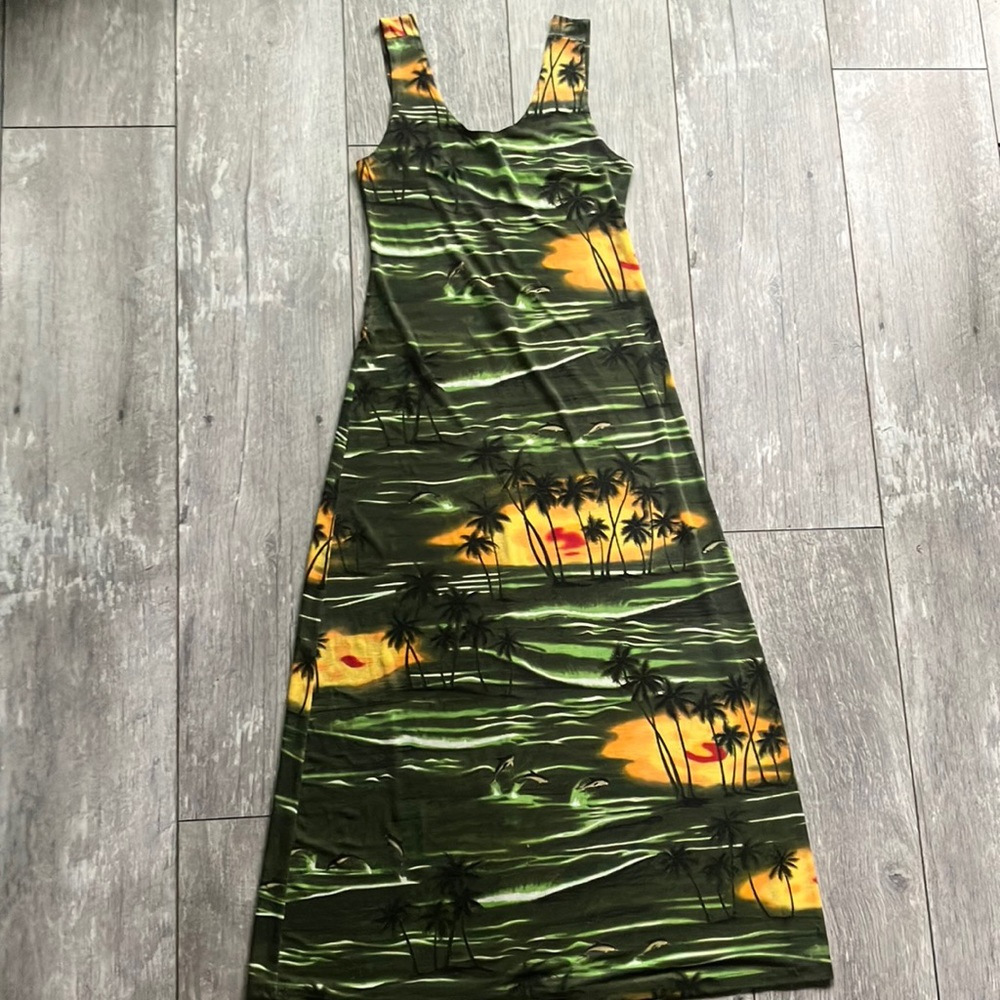 VINTAGE Palm Tree Printed Dress